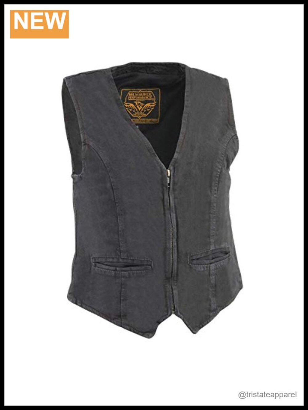 14.5 oz Cotton Denim Vest Sleeveless Biker Vest with Concealed Carry Pockets